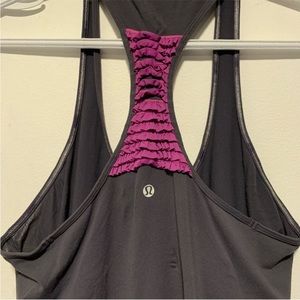 Lululemon Cool Racerback Ruffle Coal / Purple